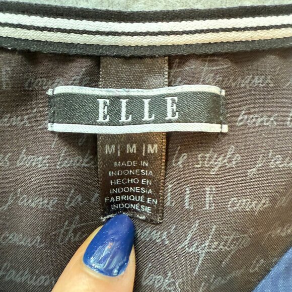 Elle Womens Navy Blue Medical Scrub Top Medium Side Zip Stretch Pockets Lightwei - Picture 2 of 7